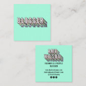 Carte De Visite Carré Tendance menthe vert 3d typographie blogueur minim (Devant / Derrière)