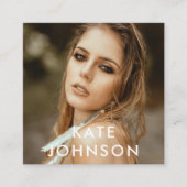 Carte De Visite Carré Tendance moderne photo complète QR Code Médias soc (Devant)