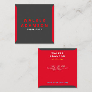 Carte De Visite Carré Tendance Style Rouge & Noir Mat