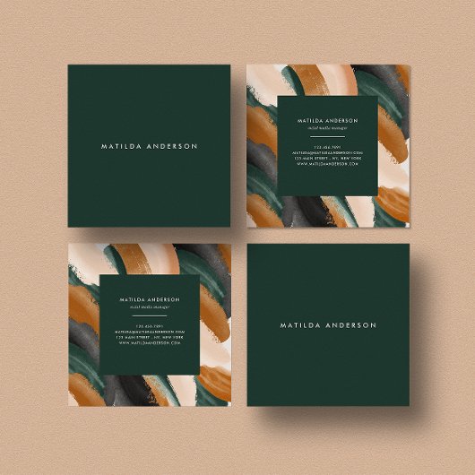 Carte De Visite Carré Teracotta abstraite simple et moderne