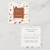 Carte De Visite Carré Terra-cotta Terrazzo Motif moderne (Devant / Derrière)