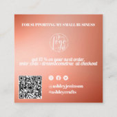 Carte De Visite Carré Terracotta dégradé rétro script ordre merci (Dos)