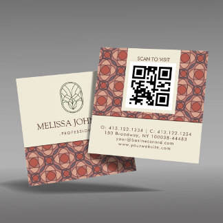 Carte De Visite Carré Terracotta Geometric Square QR Business Card