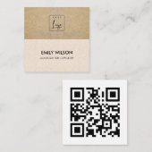 CARTE DE VISITE CARRÉ TERRACOTTE ROSE BLANC TEXTURE LOGO CODE QR (Devant / Derrière)
