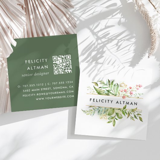 Carte De Visite Carré Terrarium | Code QR botanique