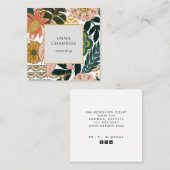 Carte De Visite Carré Terre Boho Brown Black Tropical Floral (Devant / Derrière)