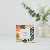 Carte De Visite Carré Terre Boho Brown Black Tropical Floral (Debout devant)