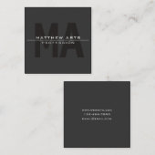 Carte De Visite Carré Texte blanc gris foncé moderne (Devant / Derrière)