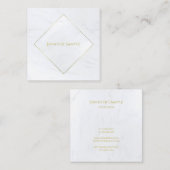 Carte De Visite Carré Texte de marbre blanc élégant de luxe (Devant / Derrière)