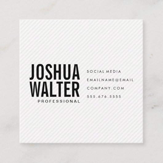 Carte De Visite Carré Texte en gras simple avec bandes (Devant)