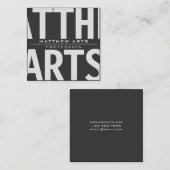 Carte De Visite Carré Texte moderne très gras gris foncé et blanc (Devant / Derrière)