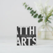 Carte De Visite Carré Texte moderne très gras gris foncé et blanc (Debout devant)