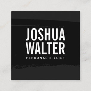 Carte De Visite Carré Texte simple en gras noir brossé