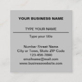 Carte De Visite Carré Textes simples Design sur le côté avant de gris (Devant)