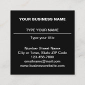 Carte De Visite Carré Textes simples Design sur le côté avant de noir (Devant)