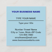 Carte De Visite Carré Textes simples Design sur le côté avant du bleu cl (Devant)