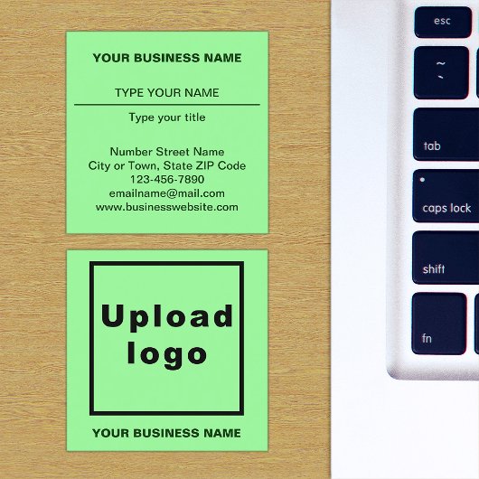 Carte De Visite Carré Textes simples Design sur le côté avant du vert cl