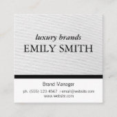 Carte De Visite Carré Texture / Blanc Noir Accent Variation (Devant)