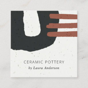 CARTE DE VISITE CARRÉ TEXTURE CÉRAMIQUE ABSTRAITE CHIC DE POUSSIÈRE NOIR