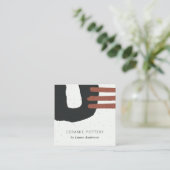 CARTE DE VISITE CARRÉ TEXTURE CÉRAMIQUE ABSTRAITE CHIC DE POUSSIÈRE NOIR (Debout devant)