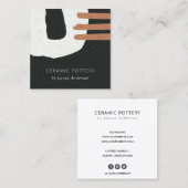 CARTE DE VISITE CARRÉ TEXTURE CÉRAMIQUE ABSTRAITE ROUTE BLANCHE NOIRE SP (Devant / Derrière)