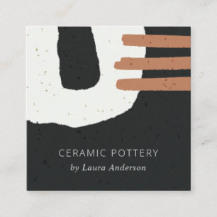 CARTE DE VISITE CARRÉ TEXTURE CÉRAMIQUE ABSTRAITE ROUTE BLANCHE NOIRE SP