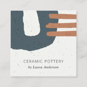 CARTE DE VISITE CARRÉ TEXTURE CÉRAMIQUE ABSTRAITE ROUTE NOIRE BLEU SPECK