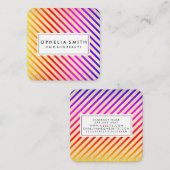 Carte De Visite Carré Texture couleur chic rayures (Devant / Derrière)