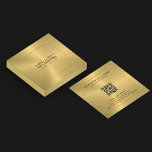 Carte De Visite Carré Texture d'or minimaliste Tin Gold Bordure Frame<br><div class="desc">Simple,  élégant minimaliste texture or métallique arrière - plan avec une bordure en or brillant en étain. Texte noir personnalisable. Code QR pour plus d'informations.</div>