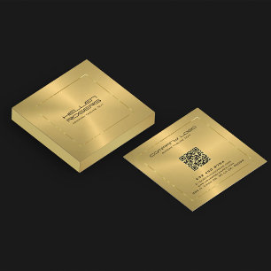 Carte De Visite Carré Texture d'or minimaliste Tin Gold Bordure Frame