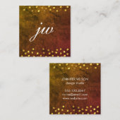 Carte De Visite Carré Texture élégante avec monogramme de taches dorées (Devant / Derrière)