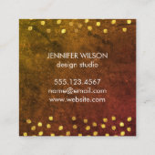 Carte De Visite Carré Texture élégante avec monogramme de taches dorées (Dos)