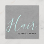 Carte De Visite Carré Texture élégante gris turquoise Typographie Cheveu (Devant)