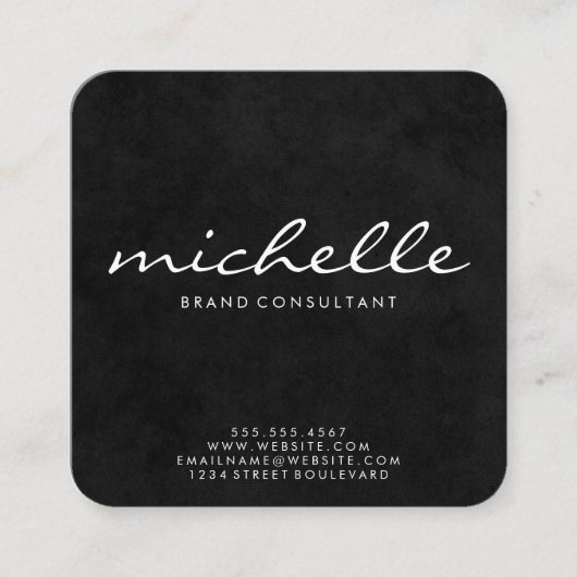 Carte De Visite Carré Texture élégante Texte cursif (Devant)