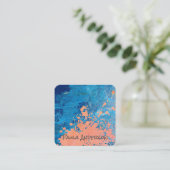 Carte De Visite Carré Texture expressive de marbre de peinture | Monogra (Debout devant)