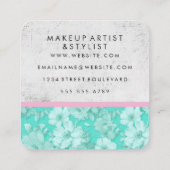 Carte De Visite Carré Texture florale bleu (Dos)