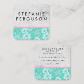 Carte De Visite Carré Texture florale bleu (Devant / Derrière)