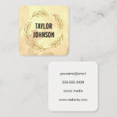 Carte De Visite Carré Texture / Gold Wreath / aquarelle (Devant / Derrière)