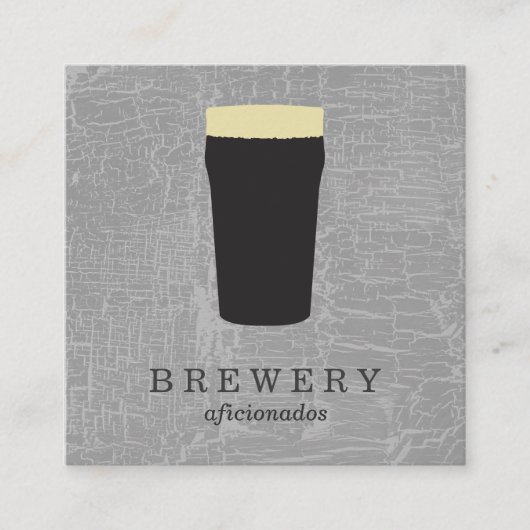 Carte De Visite Carré Texture Gris avec verre de bière (Devant)