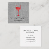 Carte De Visite Carré Texture Gris avec verre de vin rouge (Devant / Derrière)
