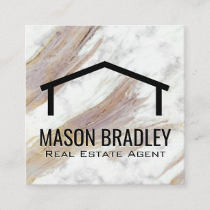 Carte De Visite Carré Texture Marbre blanc   Icône du toit