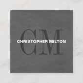 Carte De Visite Carré Texture moderne élégante Gris Monogramme Consultan (Devant)