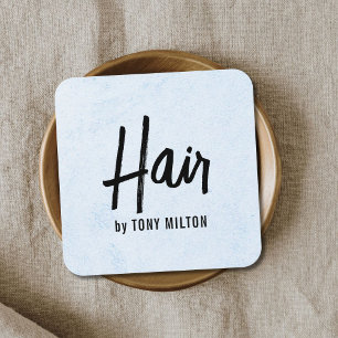 Carte De Visite Carré Texture moderne élégante LighBlue Bold Hair Stylis