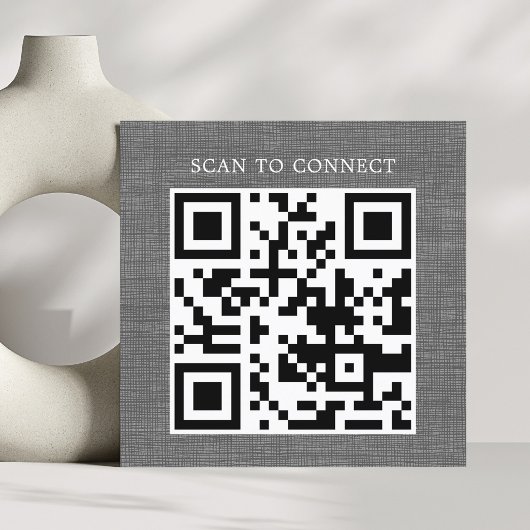 Carte De Visite Carré Texture Moderne Gris Noir Code QR Gras