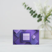 Carte De Visite Carré Texturé Pailleté Violet Géométrique Moderne (Debout devant)