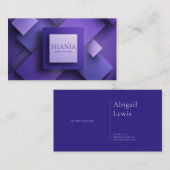 Carte De Visite Carré Texturé Pailleté Violet Géométrique Moderne (Devant / Derrière)