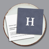 Carte De Visite Carré Texture professionnelle Monogramme bleu blanc