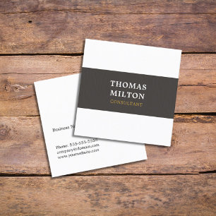Carte De Visite Carré Texture simple et élégante Grey White Consultant