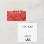 CARTE DE VISITE CARRÉ TEXTURE SPECKLED DE LA POTERIE CÉRAMIQUE ROUGE DE  (Devant / Derrière)
