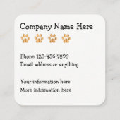 Carte De Visite Carré Thème chic d'animal familier (Dos)
